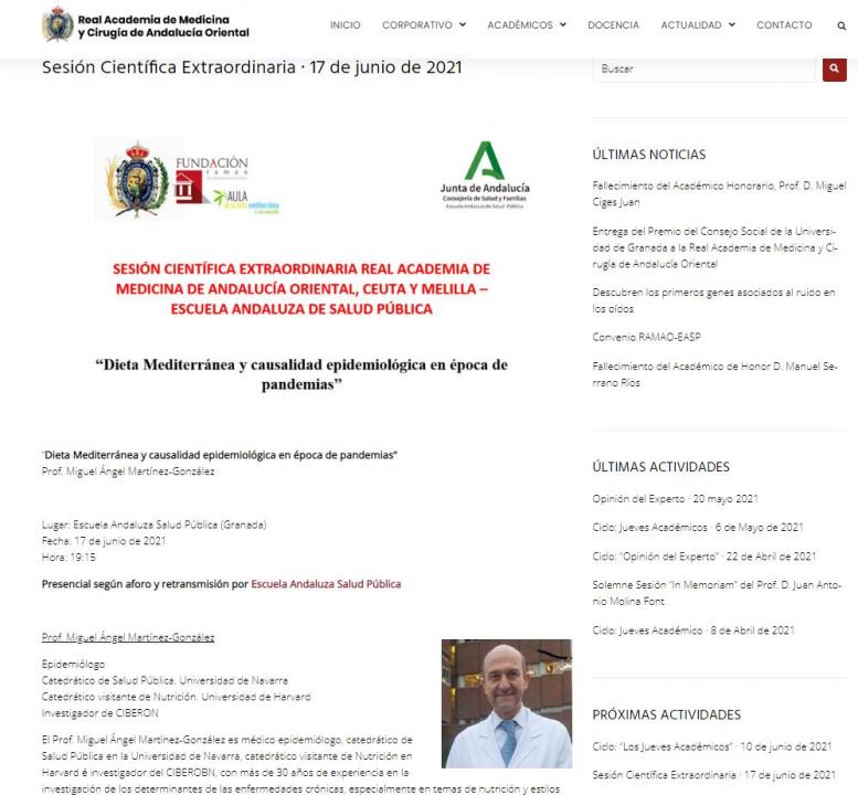 Imagen Sesión Extraordinaria Dieta Mediterránea