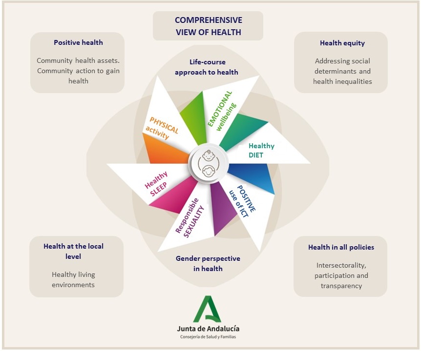 Infografía en ingles de la Estrategia de Vida Saludable en Andalucía