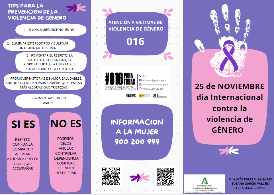 Imagen triptico Violencia de Genero DSAP