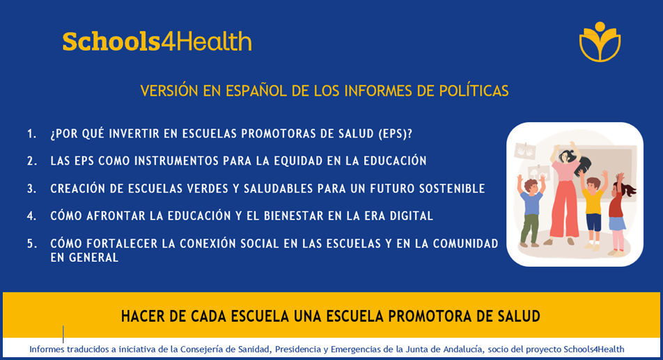 Imagen traducciones documentos de políticas Schools4Health