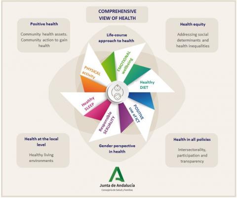 Infografía en ingles de la Estrategia de Vida Saludable en Andalucía